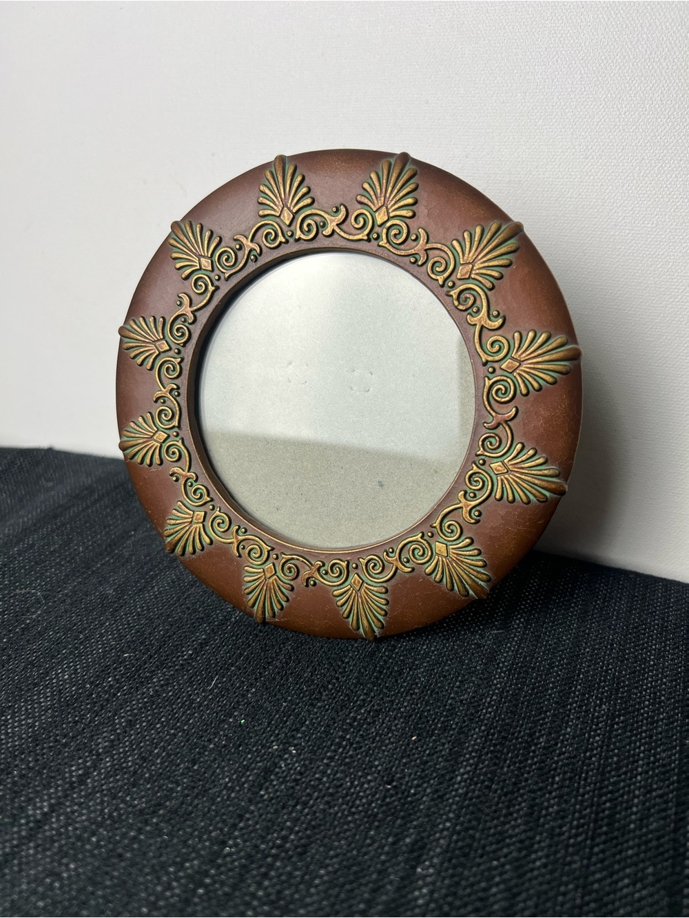 Vintage Carr 1999 Round Picture Frame Bronze Ornate Palmette Scroll Design